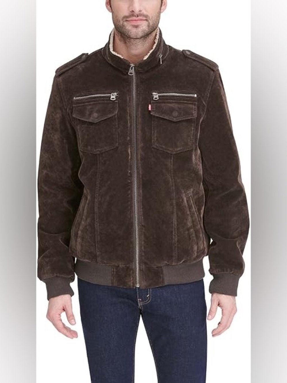 Levi’s Faux Suede Aviator Bomber Jacket w/Sherpa Lining, Dark Brown, Sz XXL, NWT